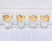 Vintage Set of 4 Rose Glasses