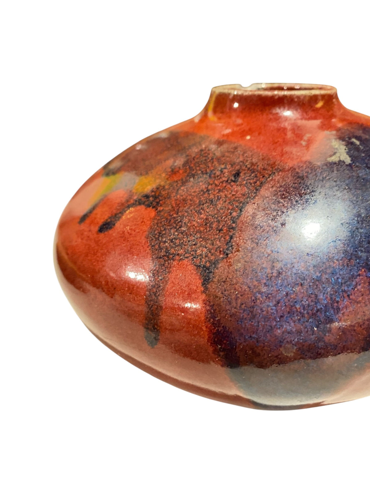 Red Blue Glaze Stoneware Studio Pottery