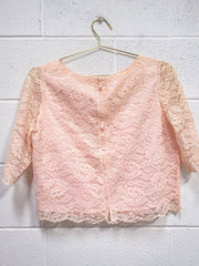 Vintage Peach Lace Blouse and Skirt Set - As Found