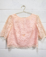 Vintage Peach Lace Blouse and Skirt Set - As Found