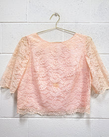 Vintage Peach Lace Blouse and Skirt Set - As Found