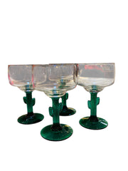 Set of Four Cactus Margarita Glasses