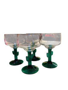 Set of Four Cactus Margarita Glasses