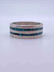 Turquoise Inlay on Sterling Band