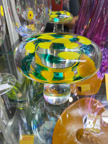 Yellow and Green Murano Mushroom