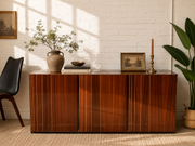 Vintage Italian High-Gloss Wood Three-Door Credenza