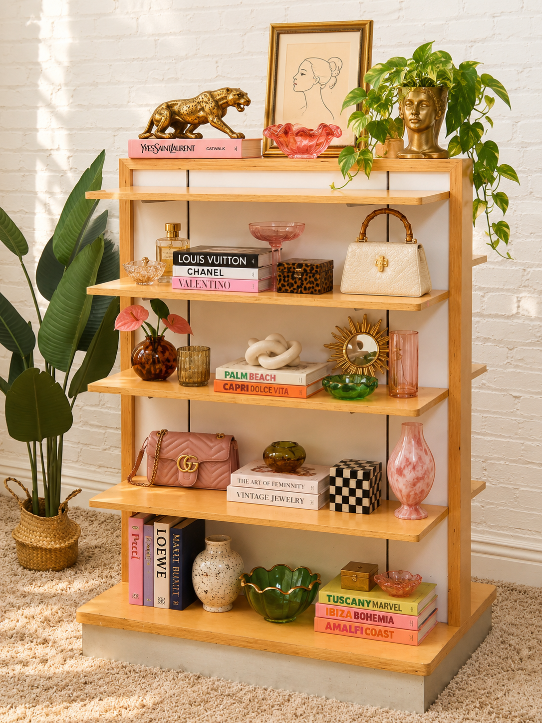 Vintage Double-Sided Adjustable Library Bookcase