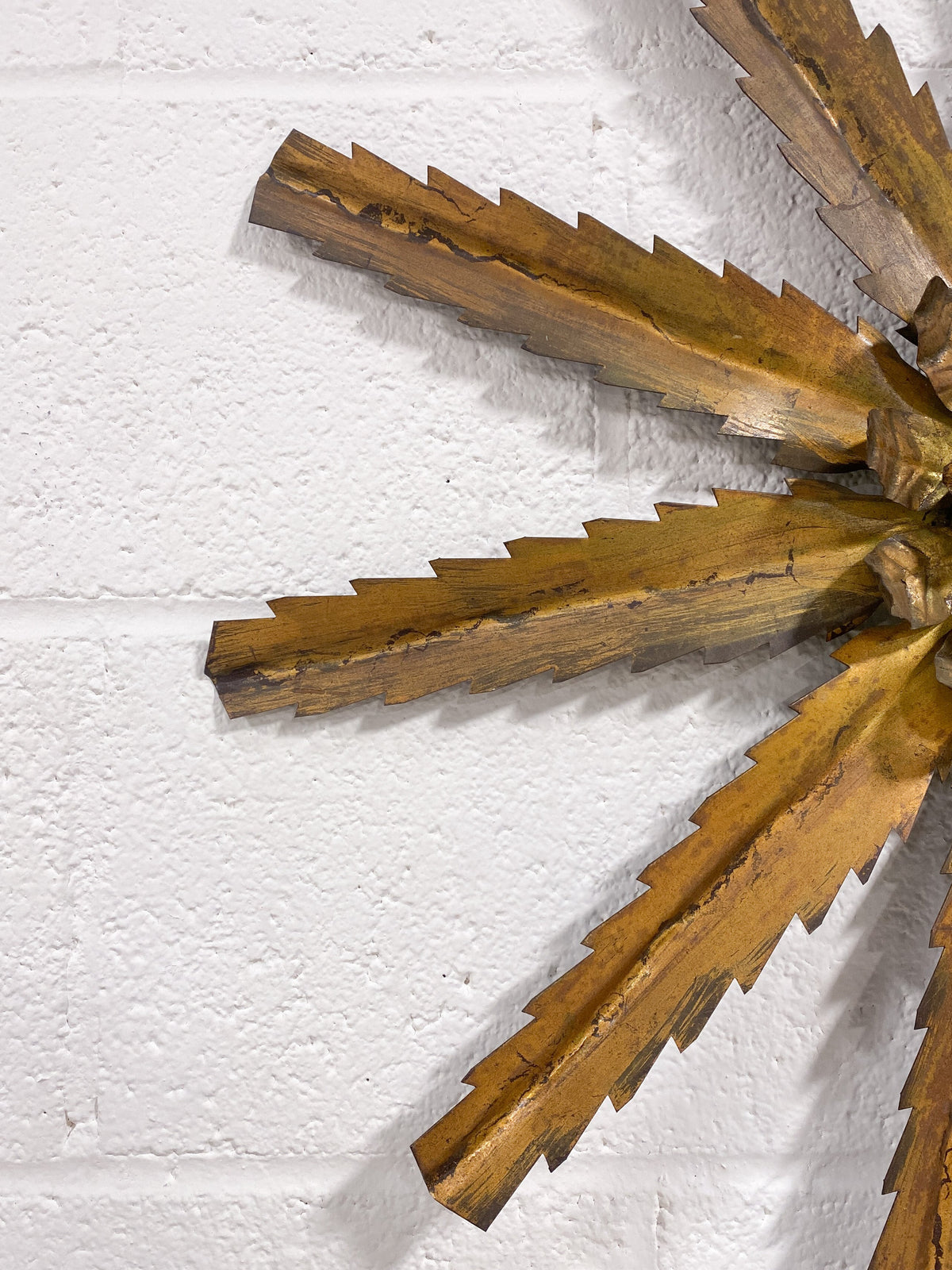 Vintage Gilt Metal Sunburst Wall Hanging