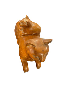 Wood Carved Cat Box