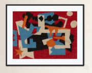 Fiber Art needlework tapestry in the manner of Stuart Davis