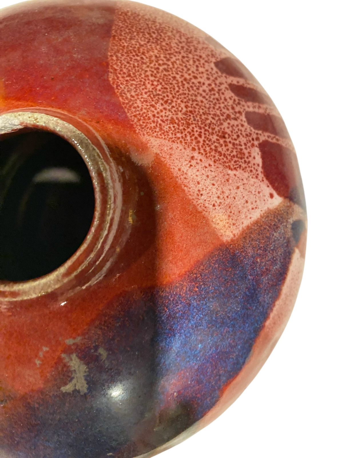 Red Blue Glaze Stoneware Studio Pottery