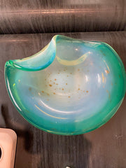 Vintage Fratelli Toso Murano Glass Sculpture Bowl Opaline Green