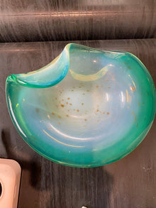 Vintage Fratelli Toso Murano Glass Sculpture Bowl Opaline Green