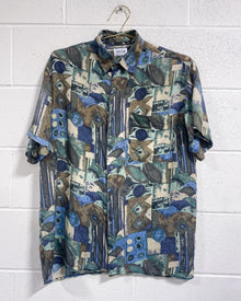 Vintage Graphic Silk Button Up - As Found (S)