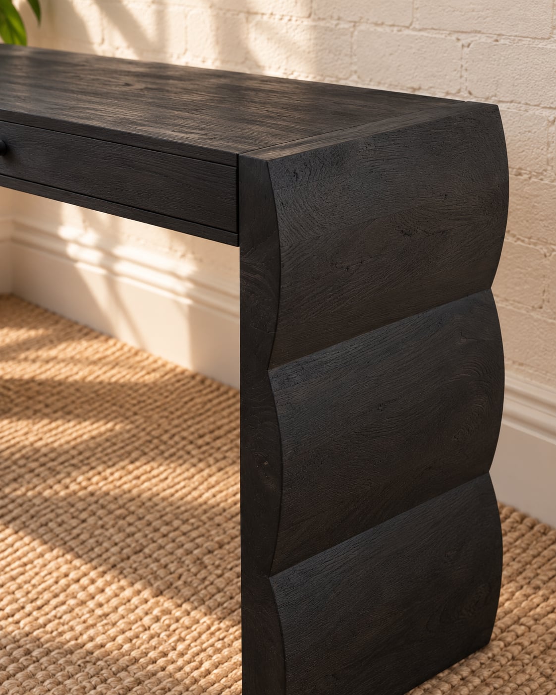 Sydney One-Drawer Sculptural Desk in Charcoal