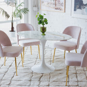 Daisy Faux Marble 48 in Oval Dining Table