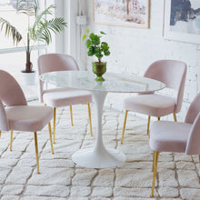 Daisy Faux Marble 48 in Oval Dining Table