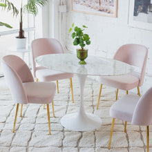 Daisy Faux Marble 48 in Oval Dining Table