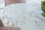Daisy Faux Marble 48 in Oval Dining Table
