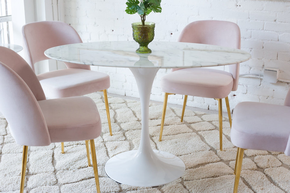 Daisy Faux Marble 48 in Oval Dining Table