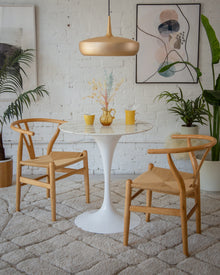 Daisy Faux Marble 28 in Cafe Table, White