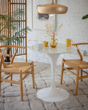 Daisy Faux Marble 28 in Cafe Table, White