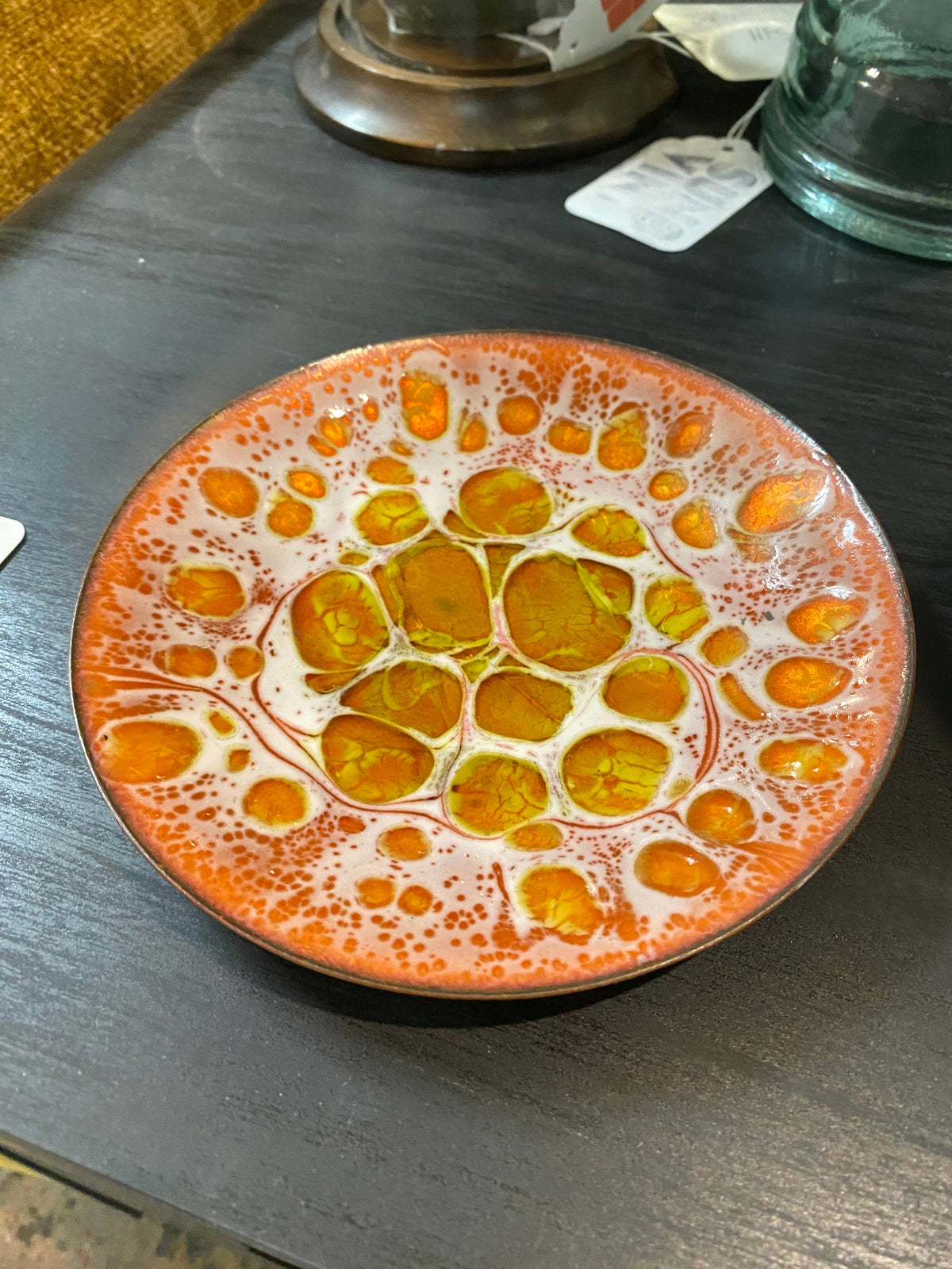 Beautiful 6” Diameter Enamel Catchall