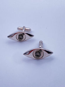Chrome Eye Shaped Cufflinks with Acorns