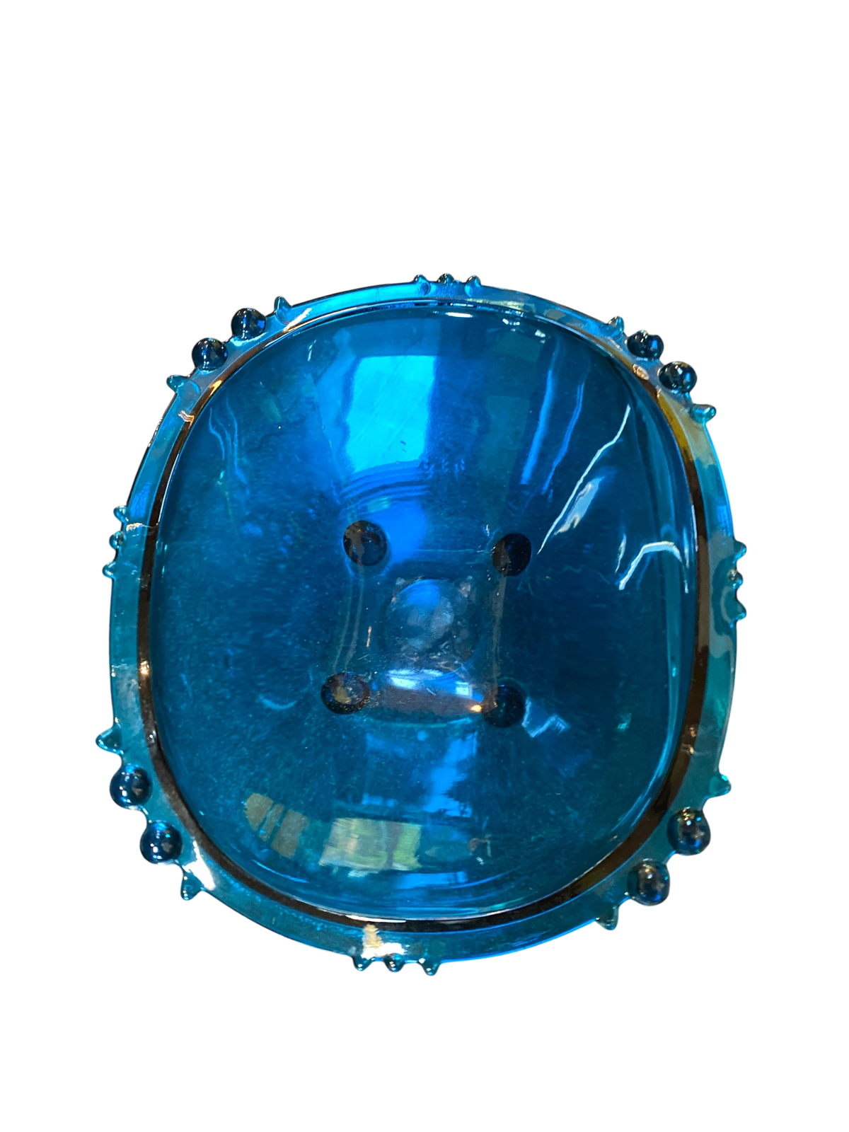 Large Blue Art Deco Glass Bowl