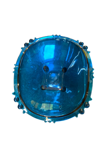 Large Blue Art Deco Glass Bowl