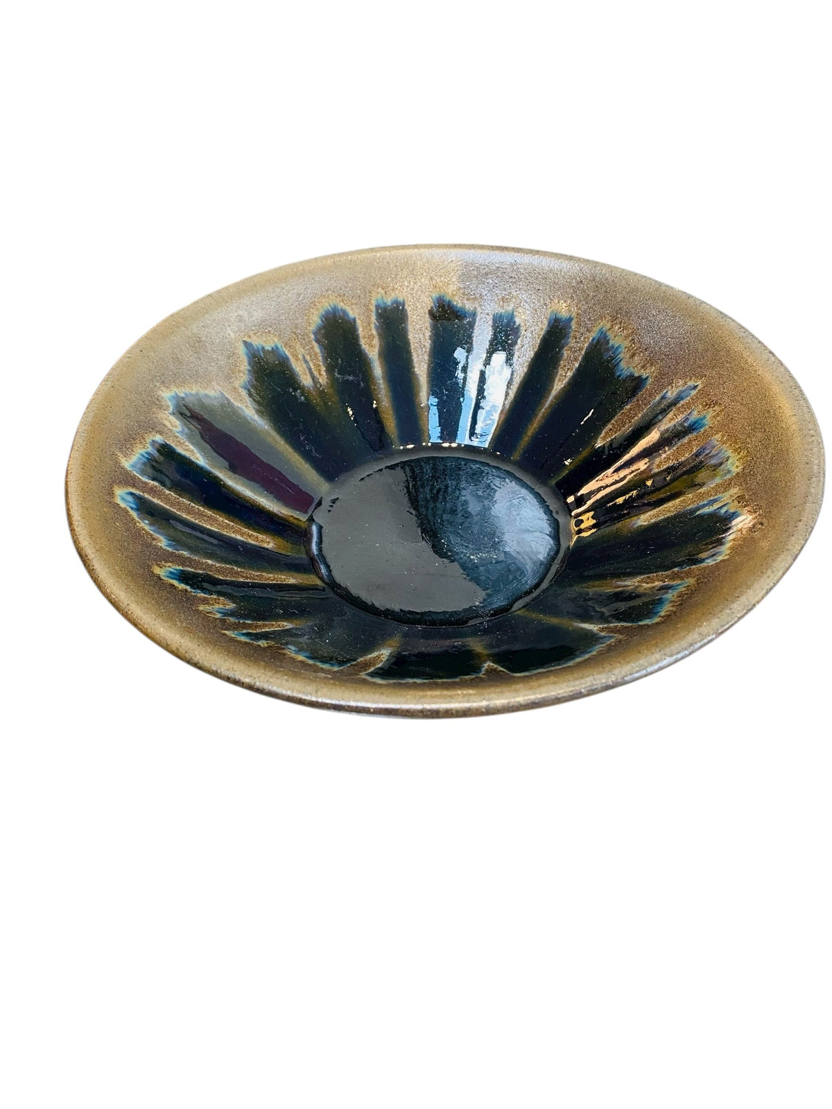 Large Gloss Glaze Bowl with a Sunflower pattern
