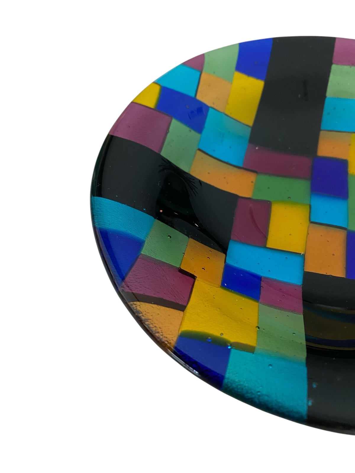 Colorful Fused Glass Catchall signed KK 196