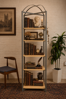 Vintage Arched Metal & Wood Etagere