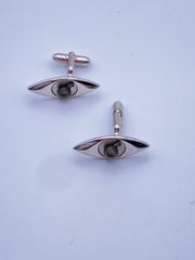 Chrome Eye Shaped Cufflinks with Acorns