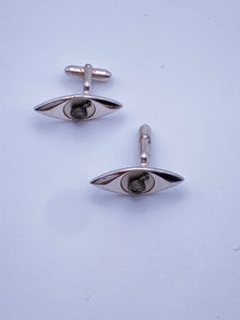 Chrome Eye Shaped Cufflinks with Acorns
