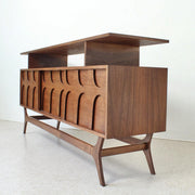 Scandinavian Walnut Credenza with Shelf