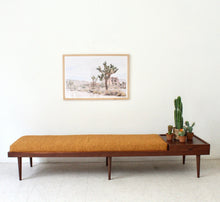 Walnut Long Bench Customizable Size in Mustard