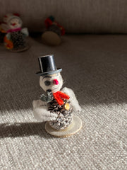 Spun Cotton Snowman with Black Hat