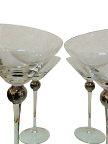 Classic Long Stem Silver Ball Martini Set of Four