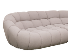 Grey Sculptural Channel-Tufted Curved Modular Sectional Sofa