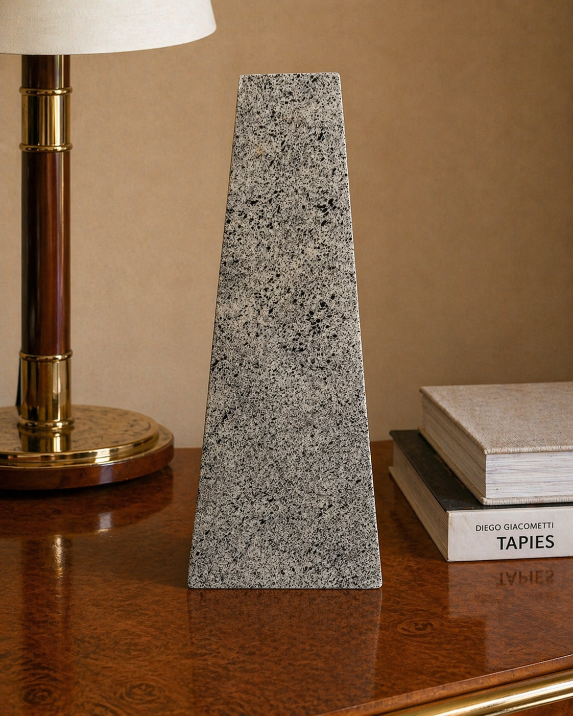 Modernist Black White Trapezoid Vase Signed by Carlson 86