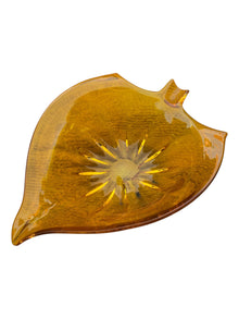 Bright Orange Leaf Shaped Murano Bowl
