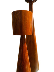 Set of Three Teak Modernist Candle Holders