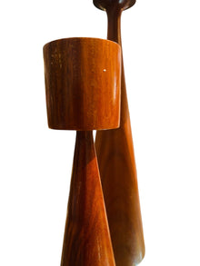 Set of Three Teak Modernist Candle Holders