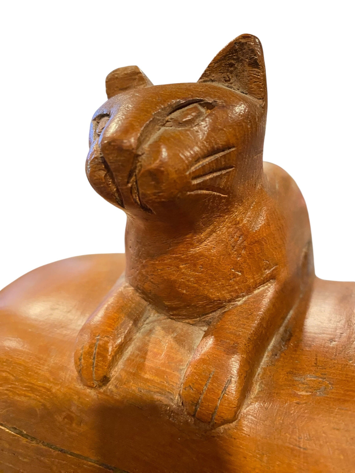 Wood Carved Cat Box