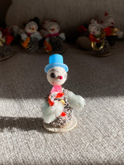 Spun Cotton Snowman with Blue Hat