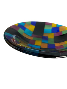 Colorful Fused Glass Catchall signed KK 196