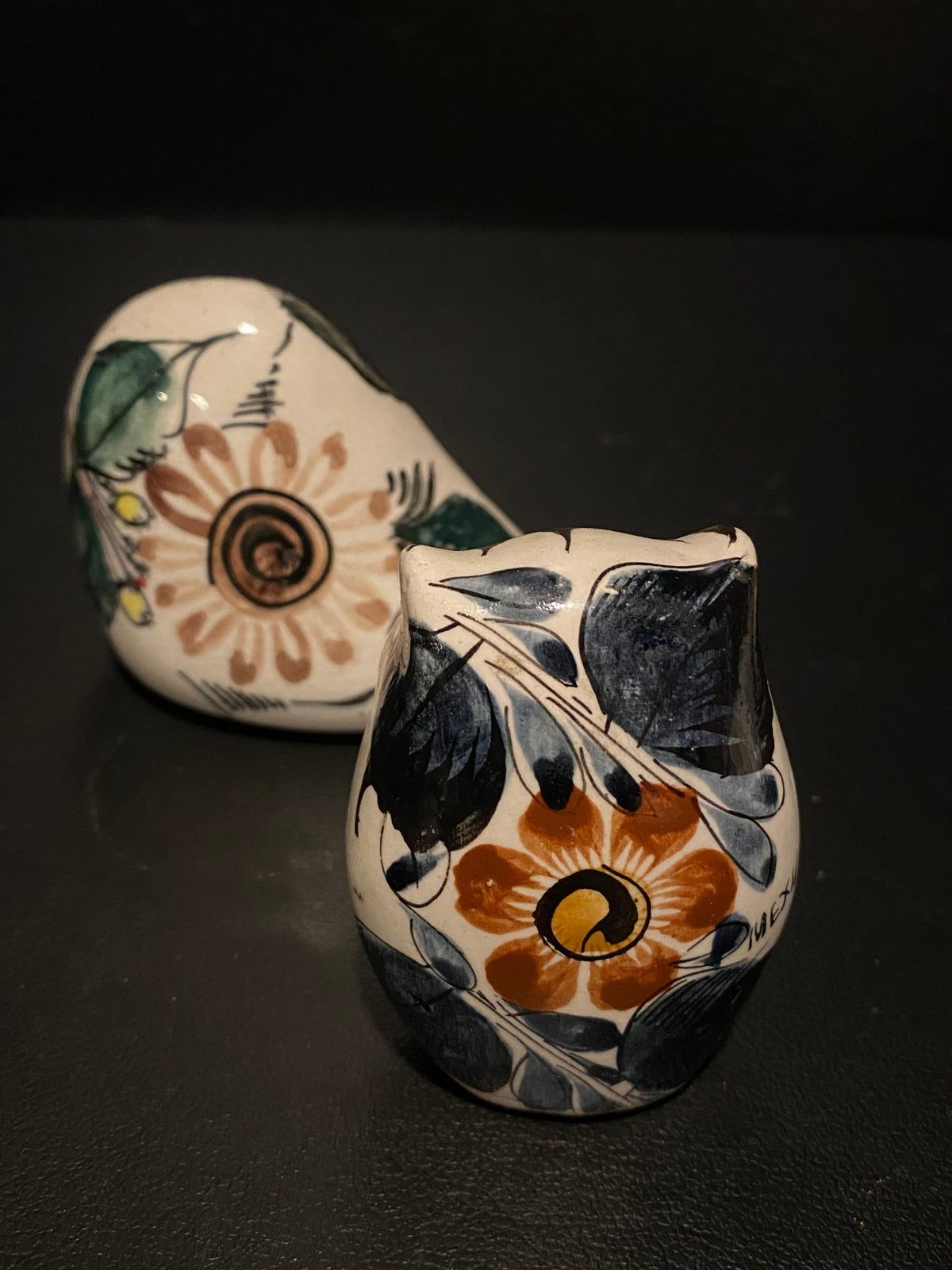 Pair of Hand painted Mexican Owls