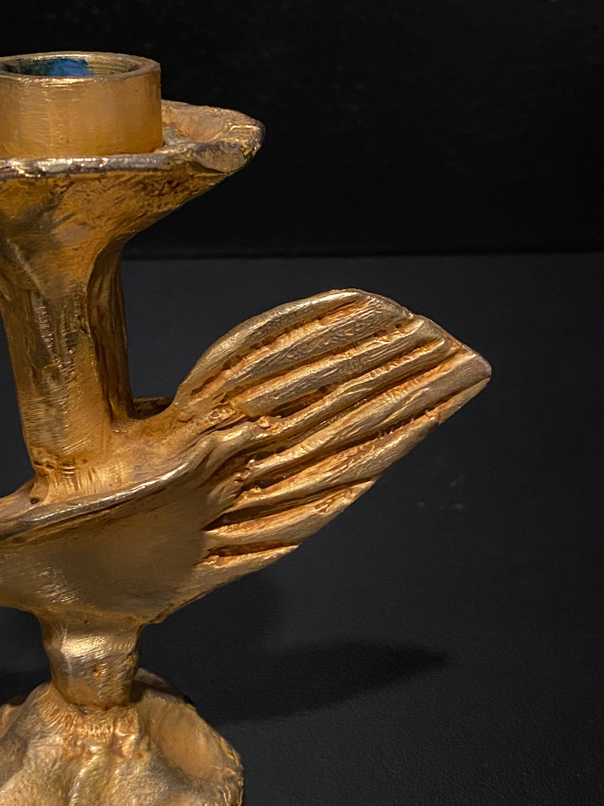 Pierre Casenove Bronze  Gold Gilded Candle Holder
