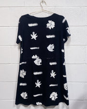 Vintage Black Tropical Dress (M)